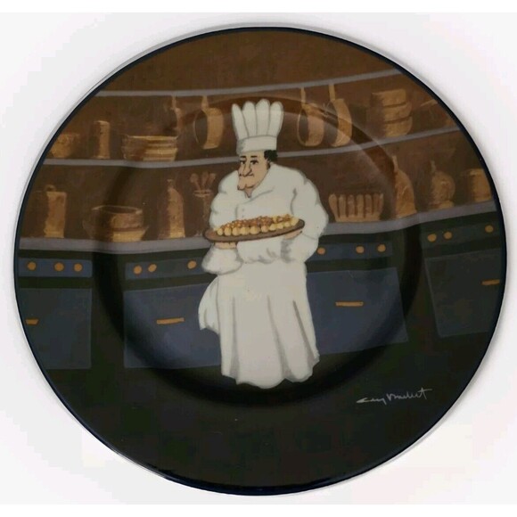 Guy Buffet Williams Sonoma Le Chefs in the Kitchen Salad Plate Set of 6 - Picture 6 of 11